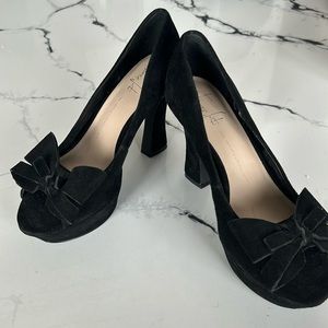 Franco Sarto Artist Collection Black Suede Platform Pumps.Size 6. Never Worn